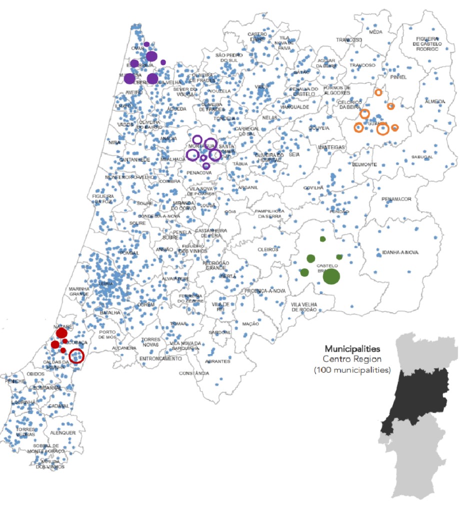 Figure 6: Industrial symbiosis map in the Centro region in Portugal