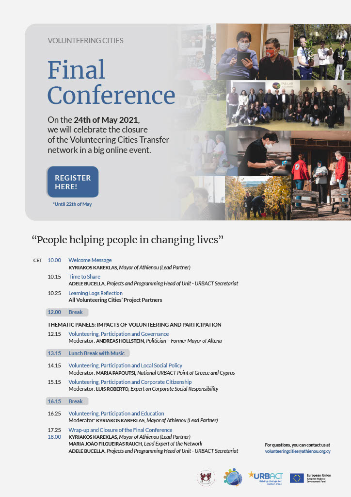 Volunteering Cities, volunteerism, good practice, Final Conference
