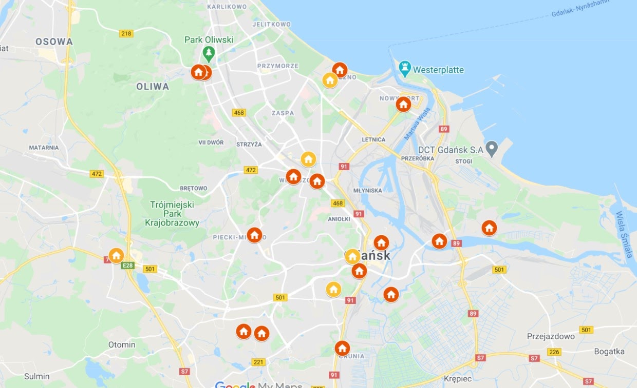 Gdansk: Map of Neighborhood Houses Network