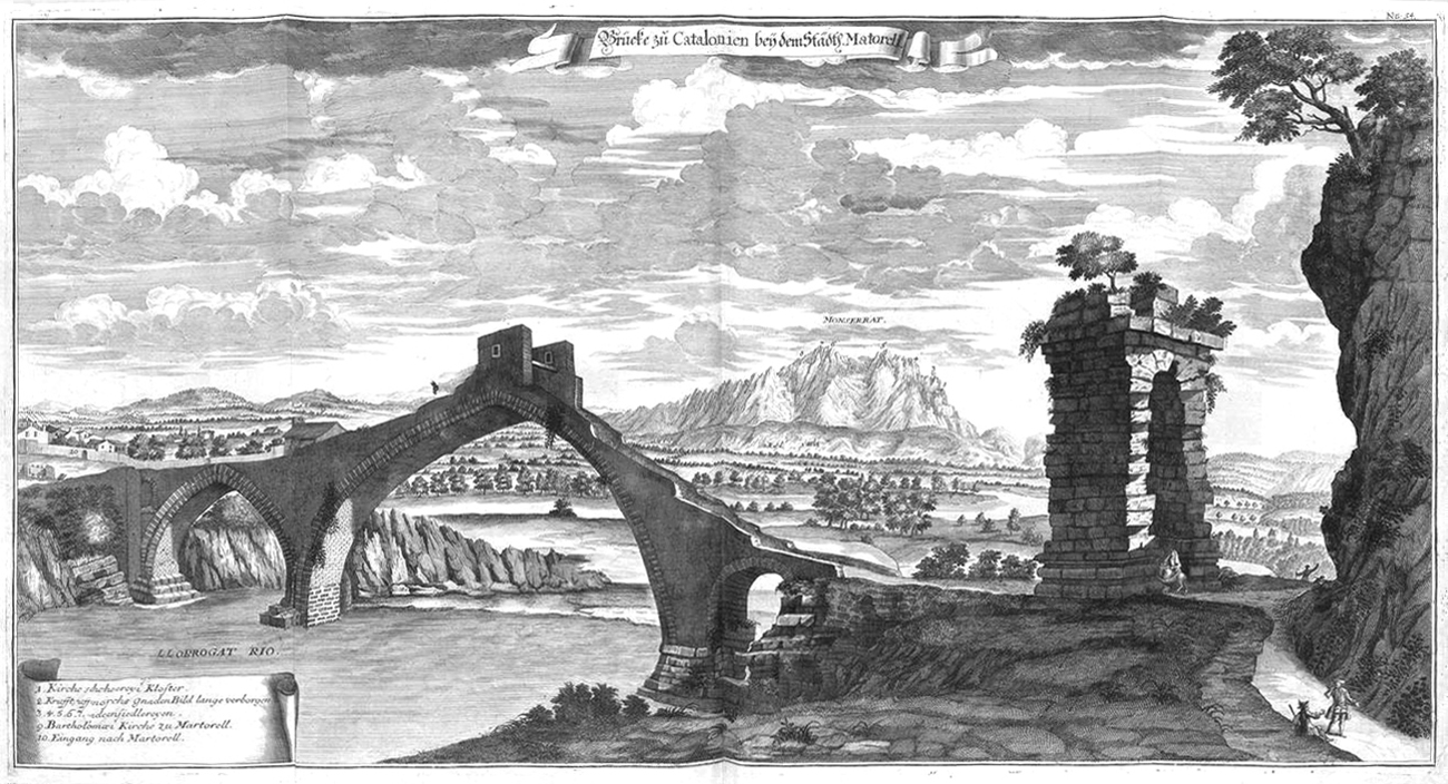 Pont del Diable in Martorell, Bernhard Christoph Breitkopf, 1735