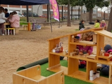 Children playing in a public garden in Esplugues de Llobregat, Spain