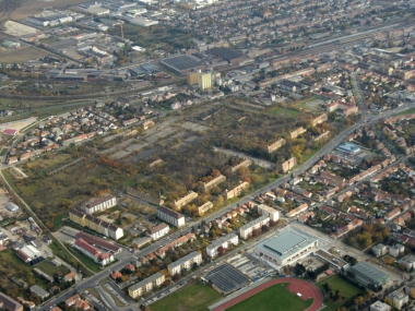 Huszar Barracks in Szombathely, Hungary, arial